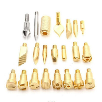 22X Wood Burning Tool Craft Set Soldering Pyrography Art Pen Brass Tips