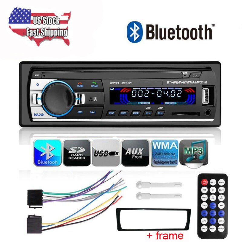 Bluetooth Car Stereo Audio In-Dash FM Aux Input Receiver TF 