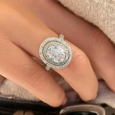 Gorgeous 925 Silver Filled Cubic Zircon Ring Women Jewelry Wedding Gift Sz 6-10