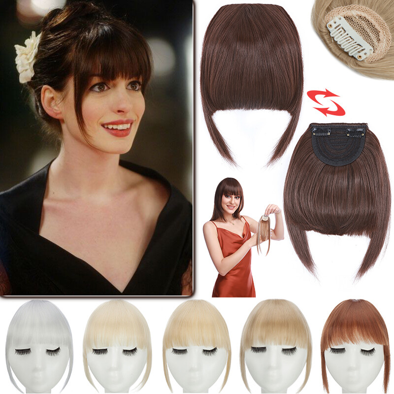 Neat Bangs Clip in on Fringe Hair Extensions Thick Thin As Human Front Hairpiece