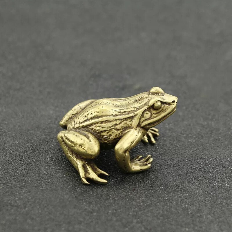 Solid Brass Frog Figurine Statue Animal Figurines Toys House Desktop