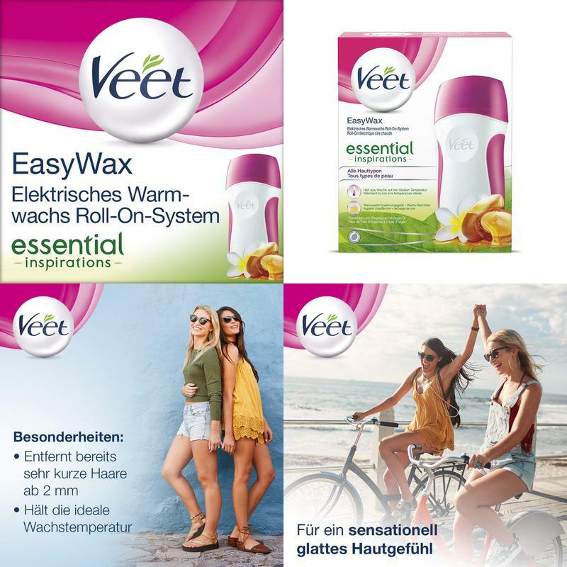 Veet EasyWax Elektrisches Warmwachsgerät mit RollOnSystem Für bis zu 28 