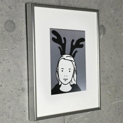 Julian Opie  Girl with reindeer antlers 1998  Limited Edition Matte Framed MOMA