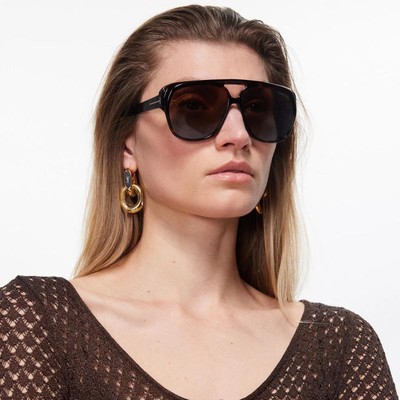 Pre-owned Tom Ford Ft1103-02a-61 Matte Black Sunglasses In Gray