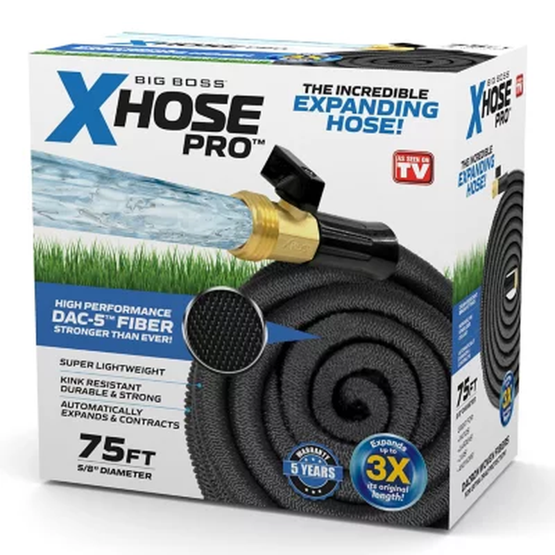 Pro Dac-5 Expandable Garden Hose With Brass Fittings, 75'
