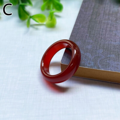 Finger Ring Band Men Women Ring Natural Agate Jade Ring Party Jewelry Gift 18mm