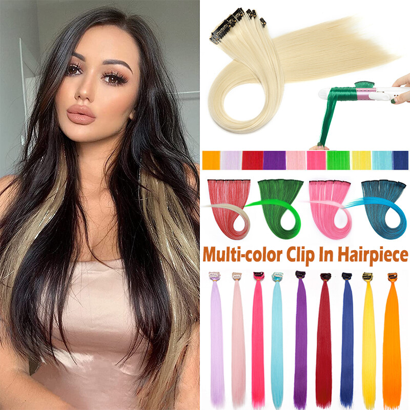 S Clip In Highlight Hair Streaks Hair Extensions Multi-color Braids