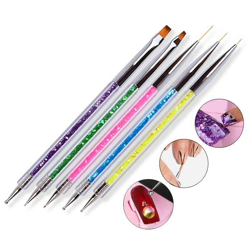 5Pcs/pack Nail Art Acrylic Silicone Point Silicone Brush Double Head