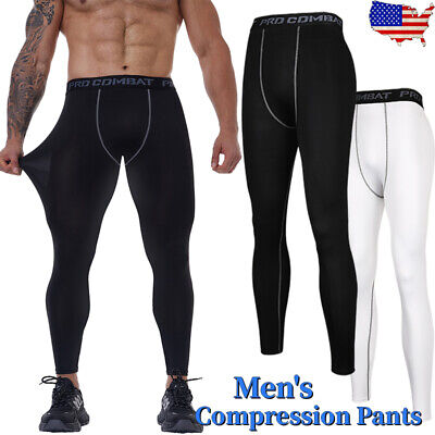 Men's Compression Pants Long Leggings Quick Dry Base Layer Running Workout Gym
