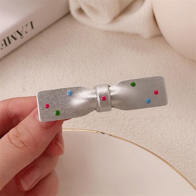 1PC Polka Dot Bow Hair Clip Three-dimensional Side Duckbill Clip Hairclip