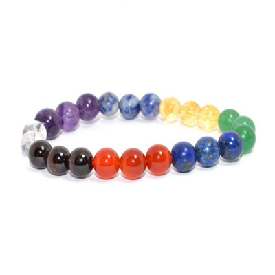 7 Chakras Reiki Healing Balancing Round Beads FashionCrystal Rainbow Bracelet 