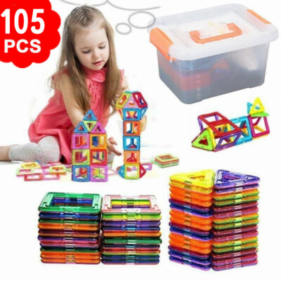 105tlg Blocks Magnetic Building Magnetische Bausteine Blöcke Kinder Spielzeug DE