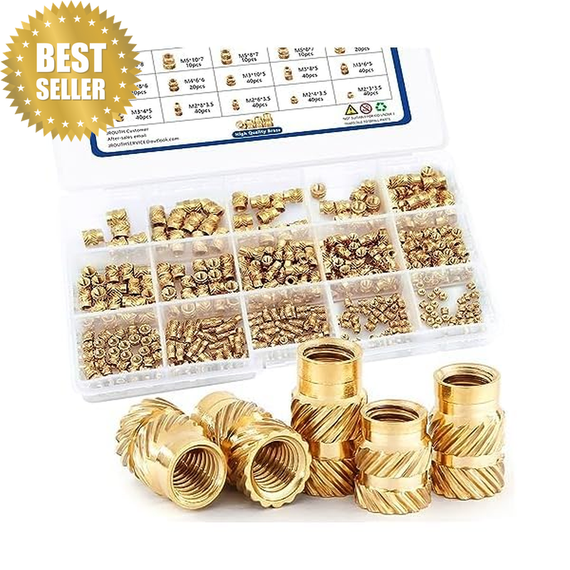 415-Piece Brass Threaded Inserts Kit - M2 M3 M4 M5 M6 Heat Set Inserts for 3D Pr