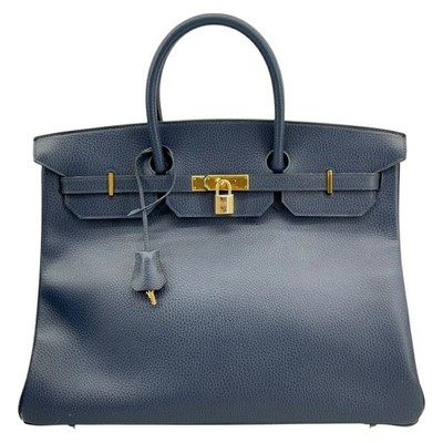 Hermes Birkin 40 Ardennes Blue Roy Gold Hardware Z Engraving