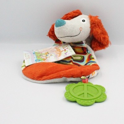 Doudou plat chien orange gris bleu multicolore Antoine EBULOBO - 23975