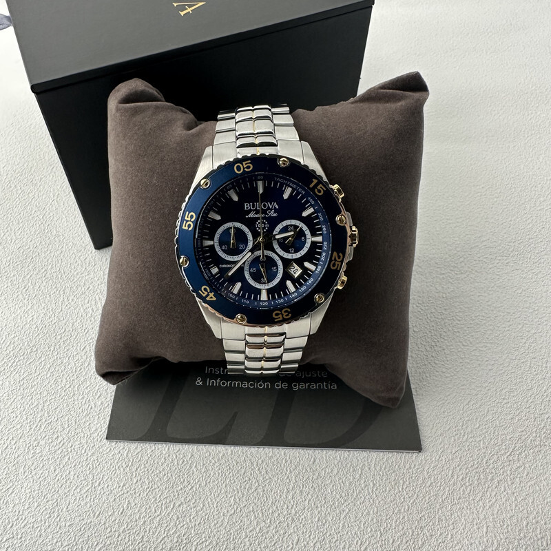 Pre-owned Bulova Marine Star/98b400 Chronograph Blue Dial 41.5mm Quartz Men's-watch