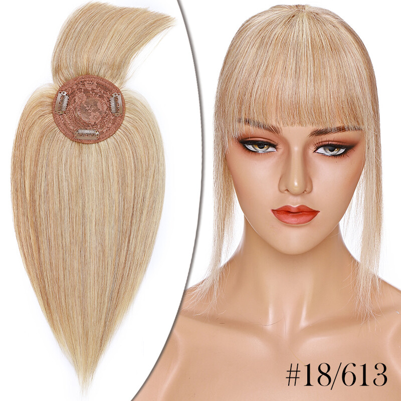 100 Human Hair Topper Toupee Women Clip In Remy One Piece With Bangs