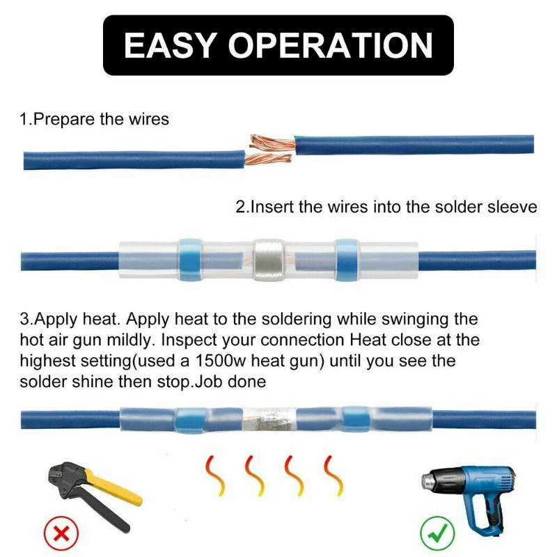 340/240PCS Solder Stick Waterproof Seal Sleeve Heat Shrink Butt Wire Connectors
