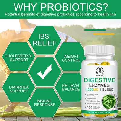 Digestive Enzymes Prebiotic & Probiotics Gas,Constipation & Bloating Relief Caps