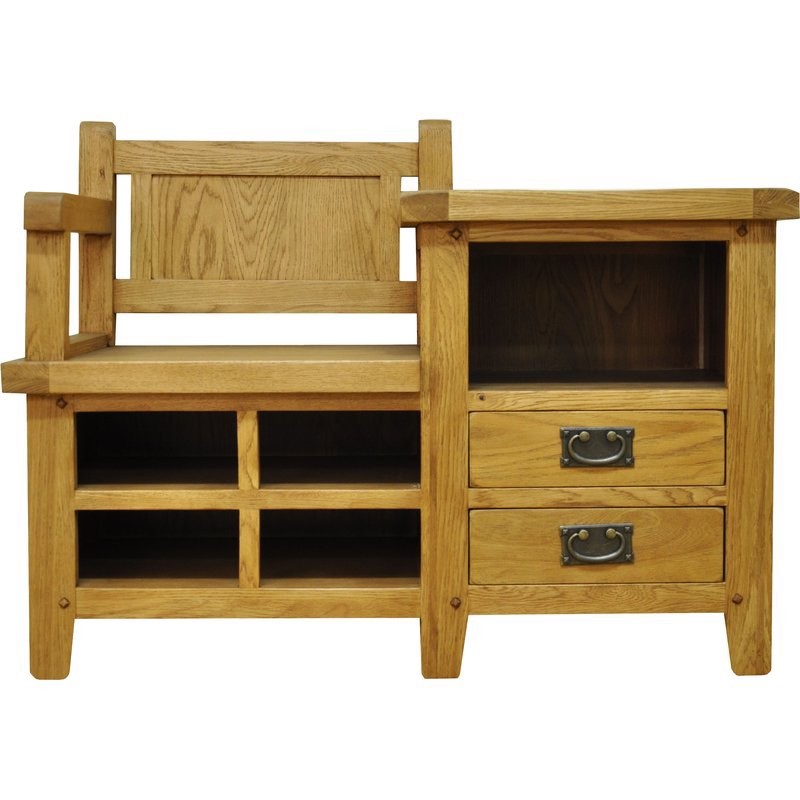 Oak Wood Storage Hallway Bench in excellent condition | in Newton
