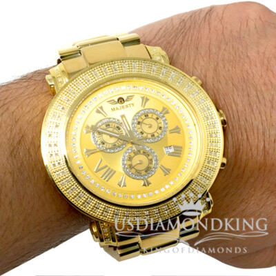 Pre-owned Usdiamondking Men's Techno Grill Diamond Watch Joe Rodeo 48mm Crushed Illusion Dial 1.08ct