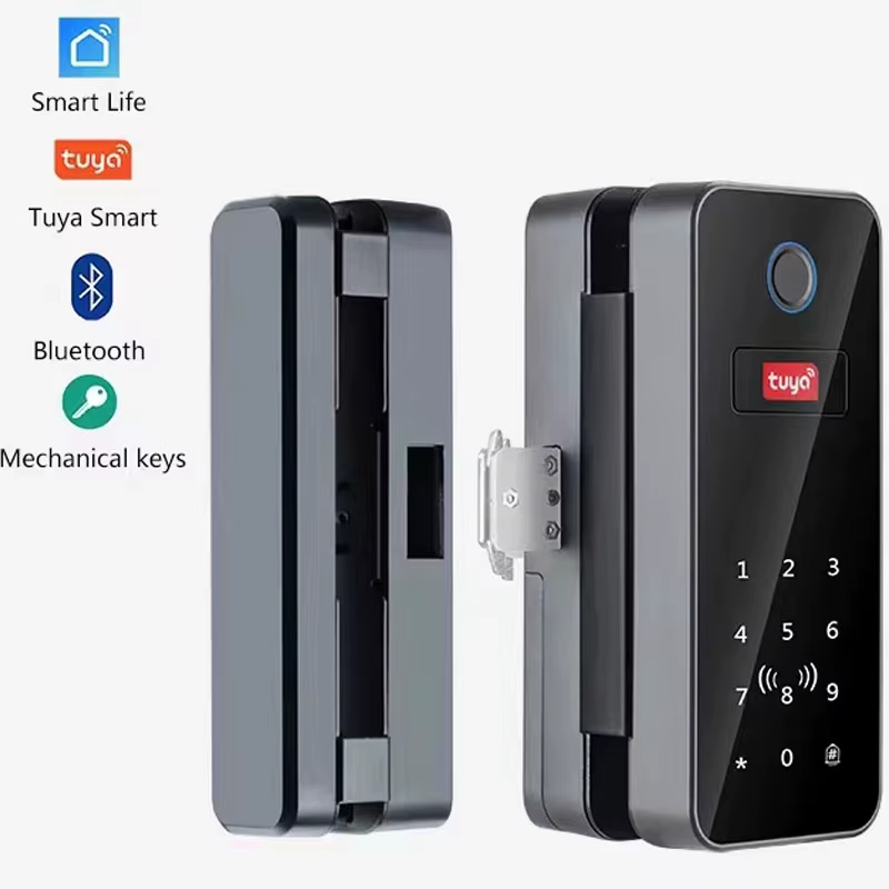 Glass Door Fingerprint Lock Tuya APP Bluetooth Smart Biometric Electronic Door L
