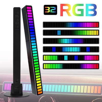 Sound Music Pickup Rhythm Light Voice Activated RGB Car LED Lamp Bar Rechageable