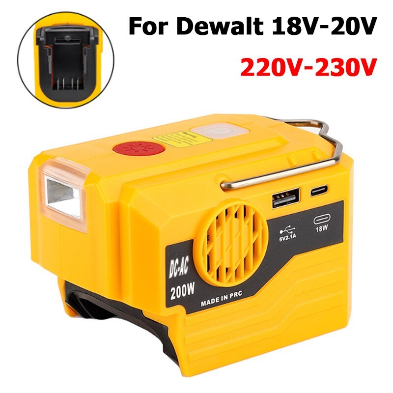 For Dewalt Power Inverter DC 18-20V Battery To AC 120V/220V USB Outdoor Camping