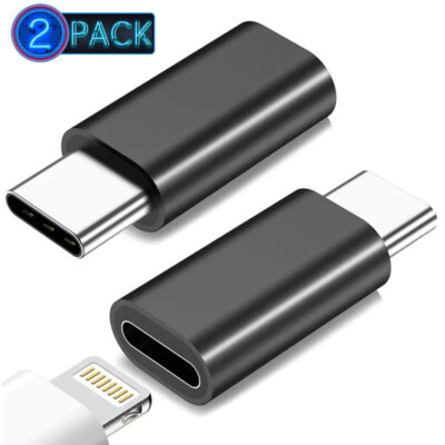 2Pcs For iPhone Female to Type-C Male Adapter Converter for Android Charging