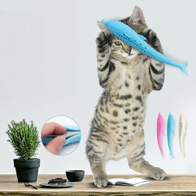 Pet Cat Toothbrush Silicone Molar Stick Catnip Teeth Cleaning Toy Teether Toys