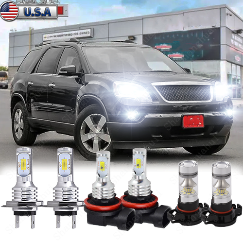 For GMC Acadia 2007-2012 - 6X 6000K Front LED Headlight Hi/Lo + Fog Light Bulb