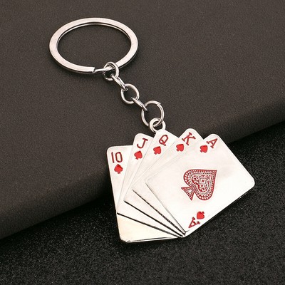 Alloy Tonghua Shun Playing Card Metal Keychain Pendant Car Bag Pendant