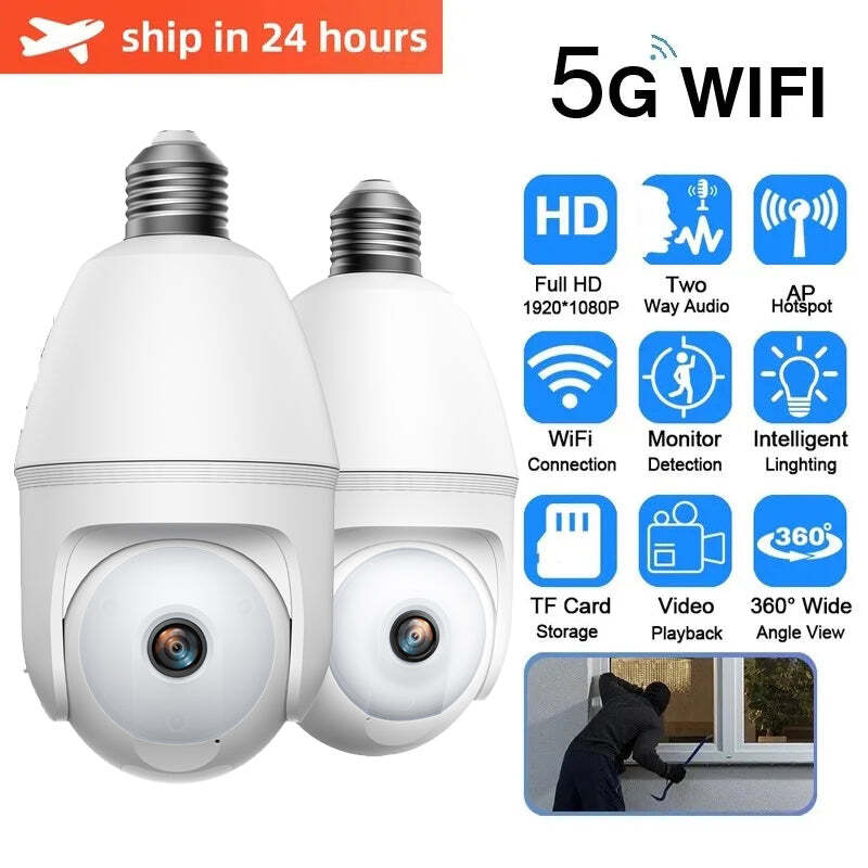 Two Way Talk 5g Wifi Smart Light Camera Waterproof Hd
