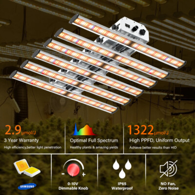 Phlizon 1000W LED Grow Light Full Spectrum Hydroponics Indoor Plants All Stages