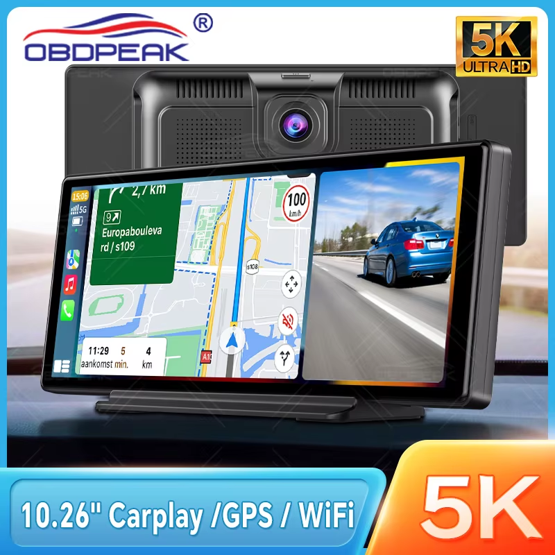 5K+1080P K8s Wireless Carplay & Android Auto 10.26 Inch Dash Cam Dual Lens GPS N