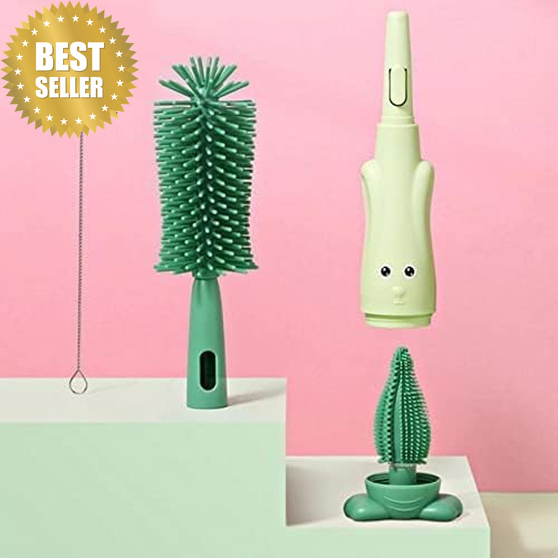 Baby Bottle Cleaning Brush Set (3-In-1), Food-Grade BPA Free Silicone Brush Kit