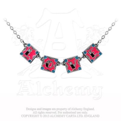 Alchemy of England I Love, I Hate Traditional Tattoo Necklace
