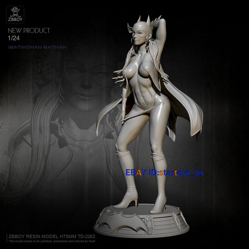 Unpainted 75mm H Batwoman Girl Resin 1/24 Scale Model Kits GK
