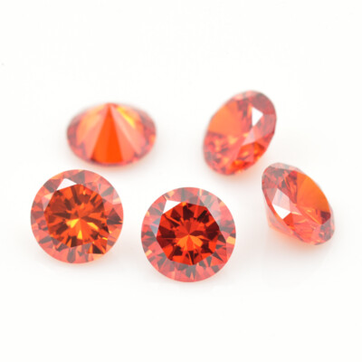 500pcs 0.7～20mm Round Cut Orange Loose Cubic Zirconia AAAAA CZ stone Quality