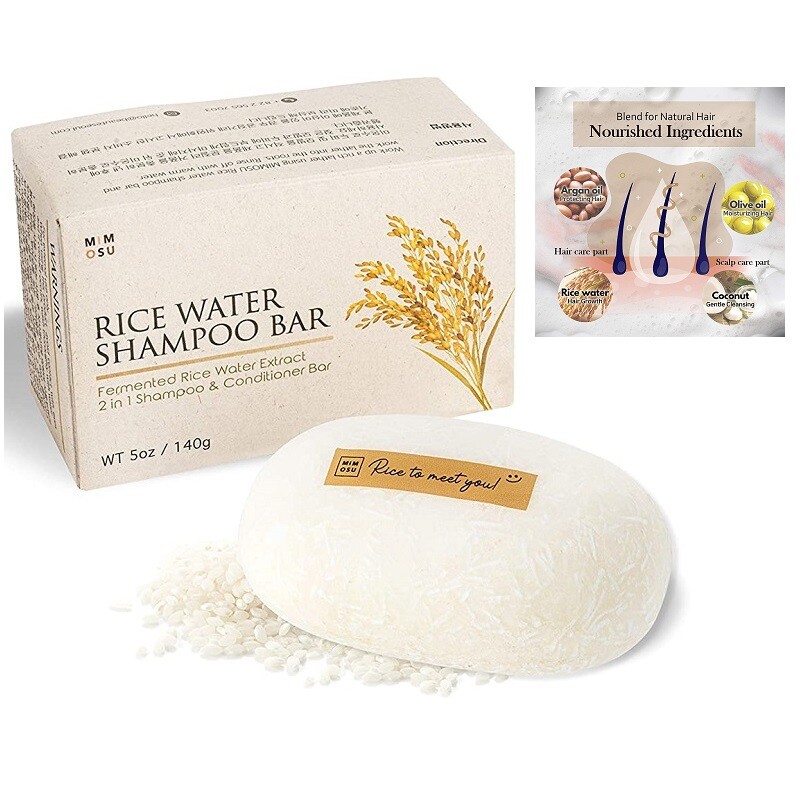 Hair Regrowth Shampoo & Conditioner Bar Soap Fermented Rice Water Natural 5 Oz
