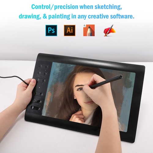 Artist Pro Graphics Drawing Tablet with Screen Battery-free pen 12 Shortkey NEW