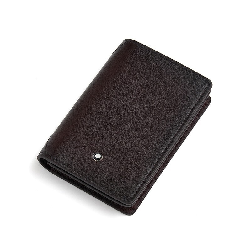 Pre-owned Montblanc Meisterstück Sfumato Genuine Leather Card Holder Wallet Purse For Men In Red