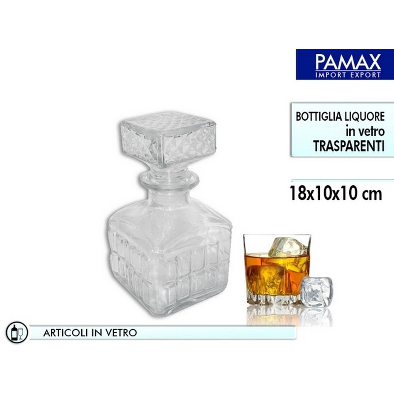 Bottiglia Decorata Vetro Liquori Bevande Condimenti Cubo 18x10x10cm dfh