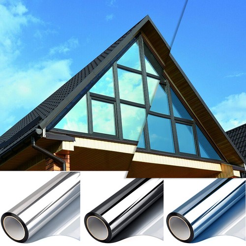 Spiegelfolie Selbstklebend Sonnenschutz Fenster Folie Sichtschutz Blau/Silber UV