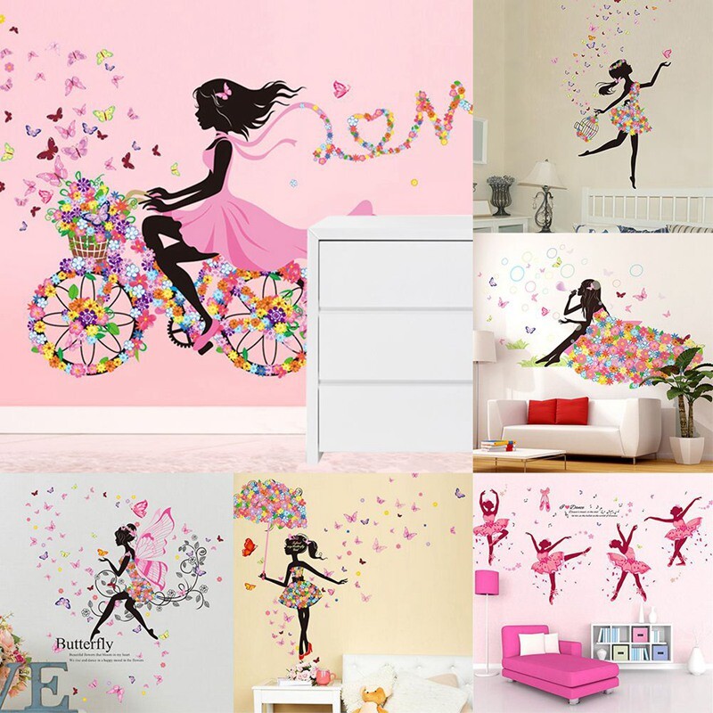 Diy Lovely Girl Art Wall Stickers For Kids Rooms Pvc Wall