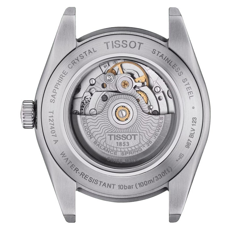 Pre-owned Tissot Gentleman Powermatic 80 Silicium Ice Blue Dial Men's Watch T1274071135100
