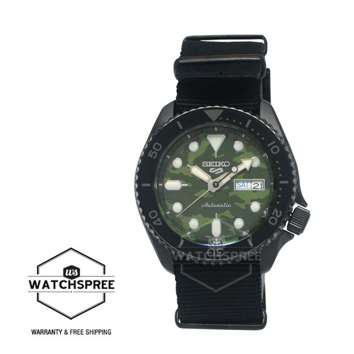 Pre-owned Seiko 5 Sports Automatic Skx Street Style Black Nylon Strap Watch Srpj37k1