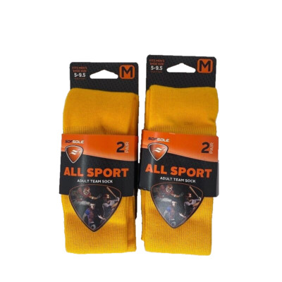 Sof Sole All Sport Team Yellow Socks 4 Pairs 5-9.5 Medium MSRP $30 Mens