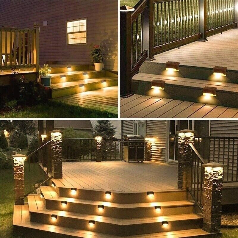 Solar LED Bright Deck Lights Outdoor Garden Patio Railing Decks Path Lighting