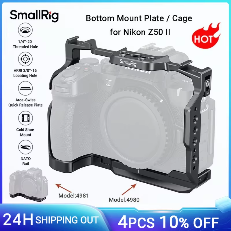 Z50 II Baseplate / Camera Cage for Nikon Z50 II with Tempered Glass Protector w